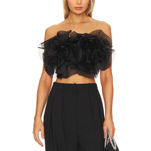 Bardot 'Fleurette' Black Satin Bustier Size XS